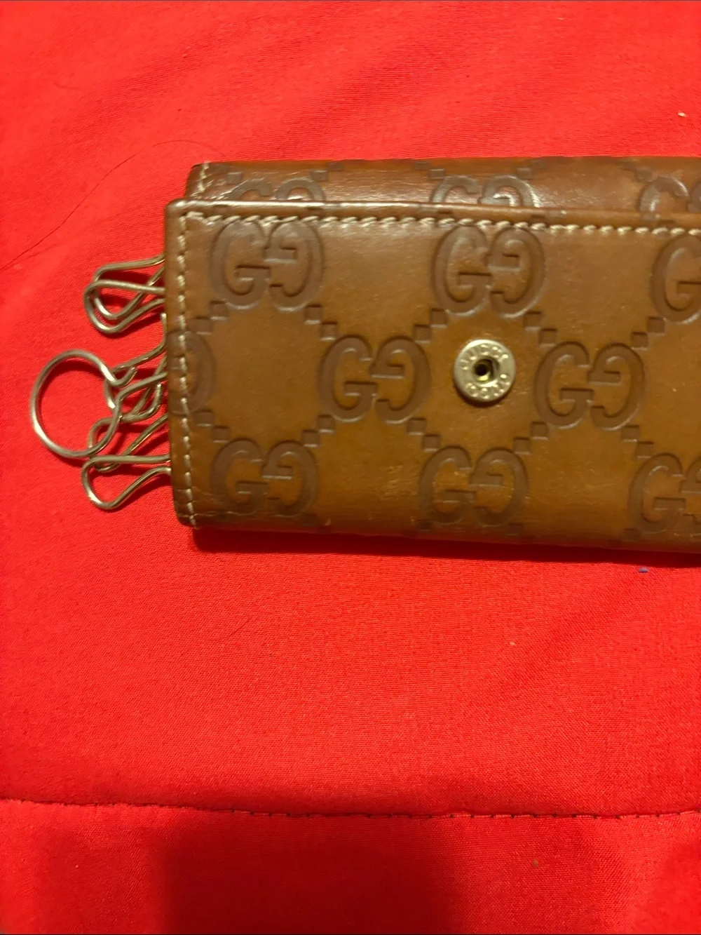 Gucci Brown GG-Embossed Leather Key & Card Holder